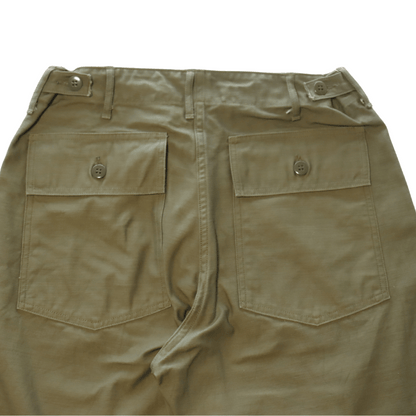 BUZZ RICKSON'S バズリクソンズ BR51735 TROUSERS, MEN'S, COTTON SATEEN OLIVE GREEN QM SHADE 107, TYPE I, CLASS SHORTS