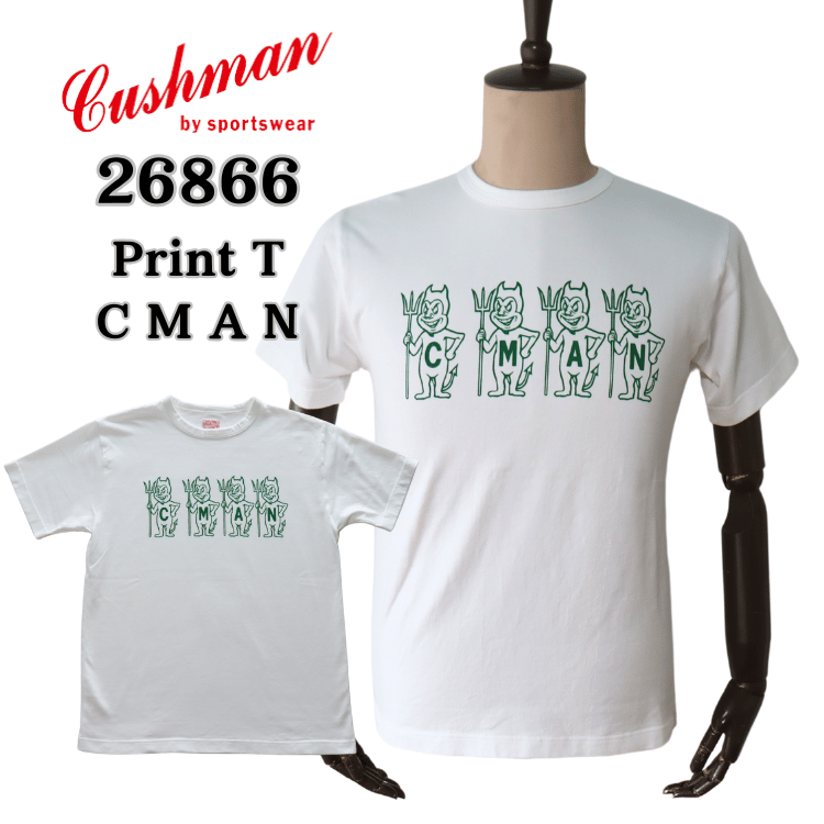 CUSHMAN クッシュマン 26866 Print T  "C M A N"  プリントTシャツ