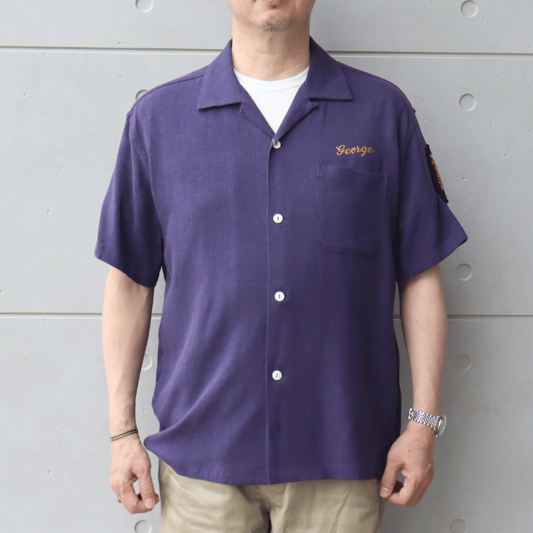 BUZZ RICKSON'S バズリクソンズ BR39510 U.S. NAVY RAYON LINEN OPEN SHIRT with CHAIN EMBROIDERED レーヨンリネン オープンシャツ