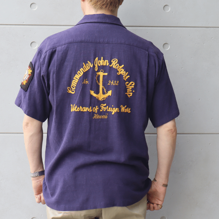 BUZZ RICKSON'S バズリクソンズ BR39510 U.S. NAVY RAYON LINEN OPEN SHIRT with CHAIN EMBROIDERED レーヨンリネン オープンシャツ