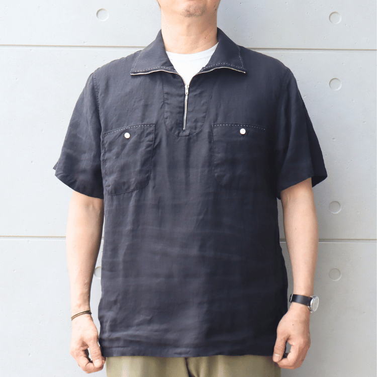 MATTSONS マットソンズ HAND STITTCH ZIP-UP PULL OVER SHIRTS 65461 ハンドステッチ ジップアッププルオーバーシャツ リネン100%