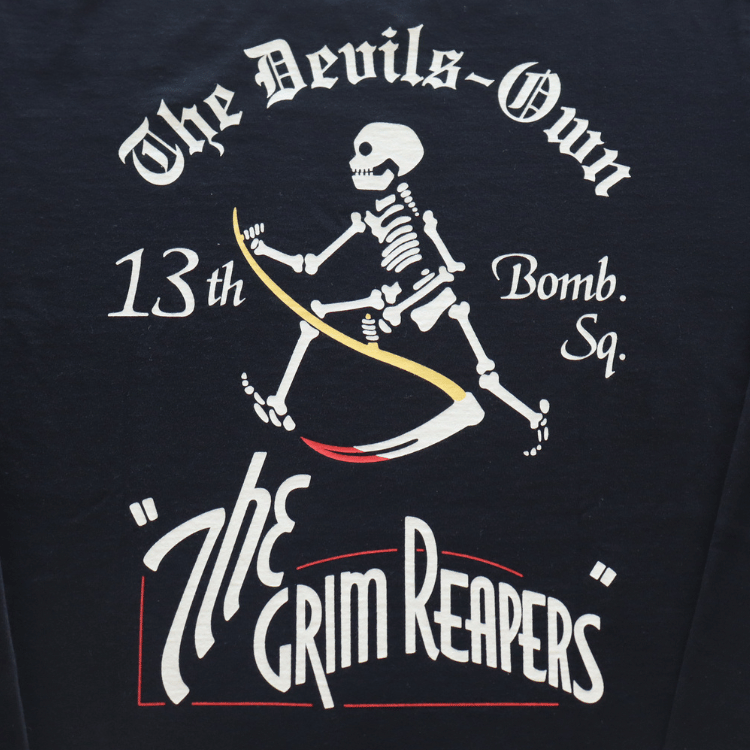 BUZZ RICKSON'S バズリクソンズ BR69628 L/S T-SHIRT 13th BOMB.SQ.THE GRIM REAPERSプリント長袖ミリタリーＴシャツ