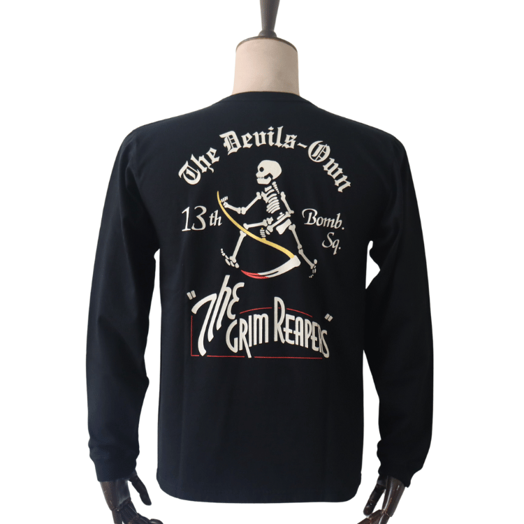 BUZZ RICKSON'S バズリクソンズ BR69628 L/S T-SHIRT 13th BOMB.SQ.THE GRIM REAPERSプリント長袖ミリタリーＴシャツ