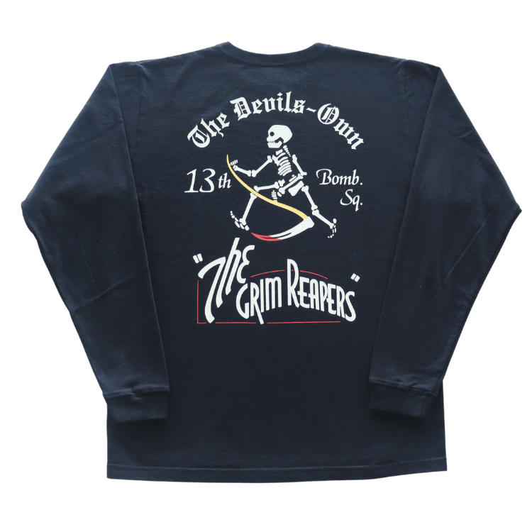 BUZZ RICKSON'S バズリクソンズ BR69628 L/S T-SHIRT 13th BOMB.SQ.THE GRIM REAPERSプリント長袖ミリタリーＴシャツ