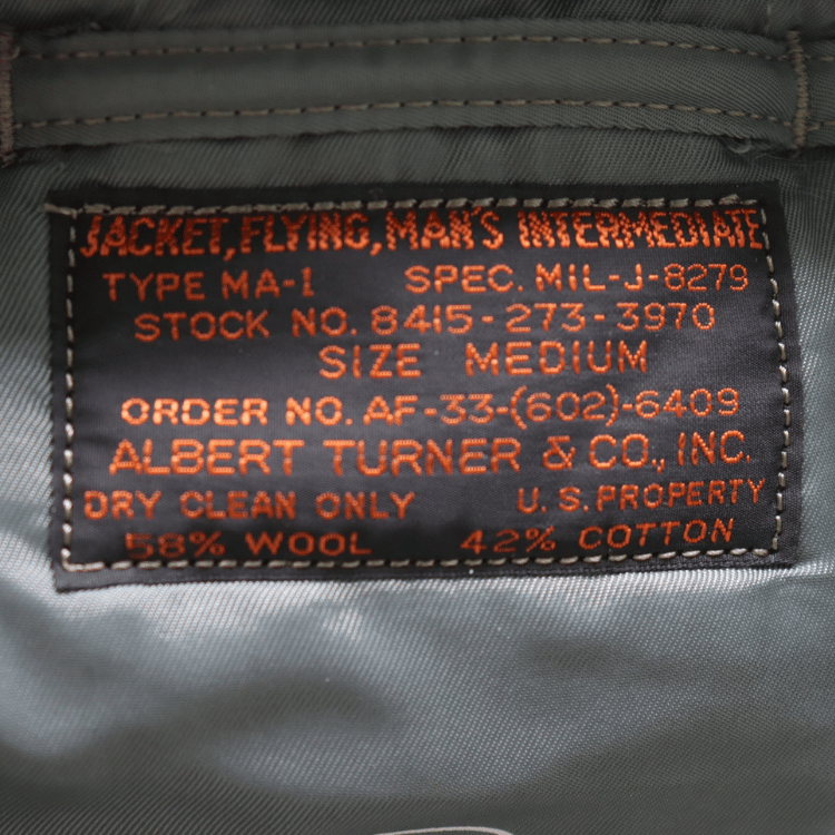 BUZZ RICKSON'S バズリクソンズ BR15747 Type MA-1 1st MODEL 71st Fighter Interceptor Squadron 第71戦闘迎撃飛行隊プロジェクト・アロー 第26航空師団 ウィリアム・テル1965 スぺシャルオーダー ミリタリー アウター ブルゾン ジャンパー MADE IN JAPAN