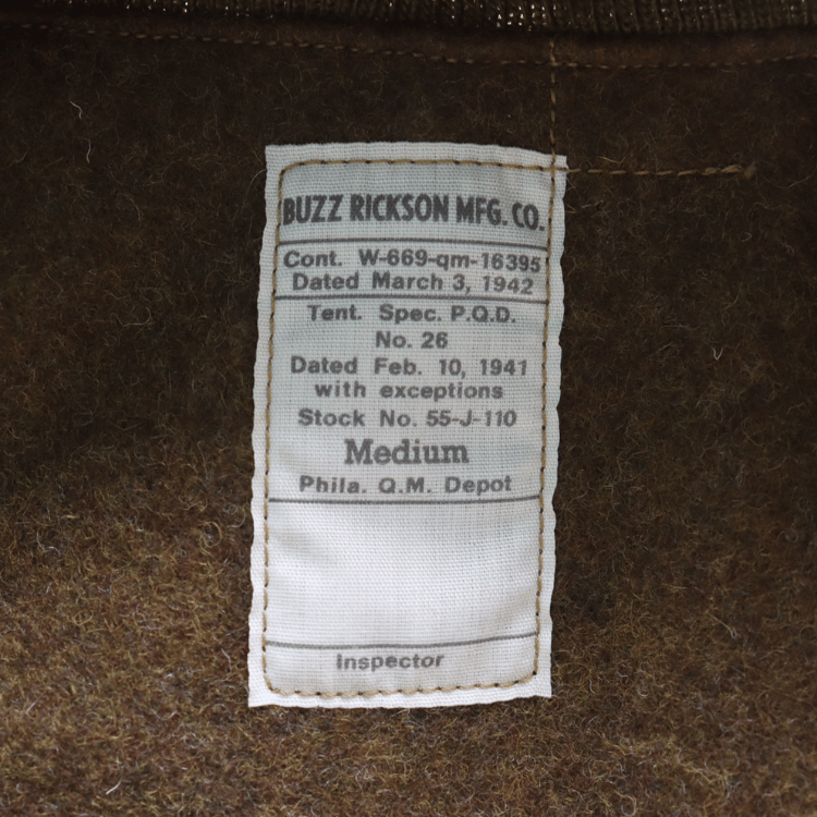BUZZ RICKSON'S バズリクソンズ BR15755 Type TANKERS SLASH POCKET “BUZZ RICKSON MFG. CO.” タンカース スラッシュポケット ジャケット 機甲部隊 冬用戦闘服 フライトジャケット アウターシェル 耐水・耐風加工 コットンツイル