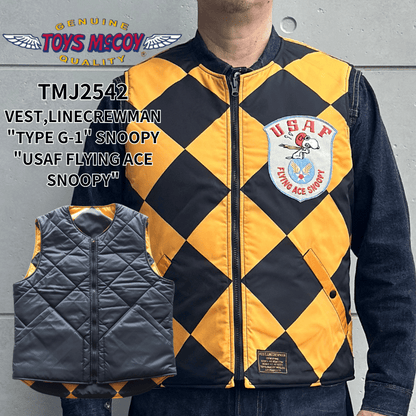 TOYS McCOY トイズマッコイ TMJ2542 VEST,LINECREWMAN "TYPE G-1" SNOOPY "USAF FLYING ACE SNOOPY" ベスト ラインクルーマン タイプG-1 スヌーピー USAF フライングエーススヌーピー リバーシブル仕様 保温性