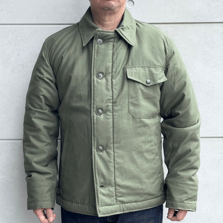 BUZZ RICKSON'S バズリクソンズ BR14956 Type DECK A-2 “BUZZ RICKSON MFG. CO.”  デッキA-2ジャケット 米海軍 甲板作業用ジャケットN-1の後継モデル バックサテン地 ナイロンボア ユーティリティージャケット U.S.NAVY