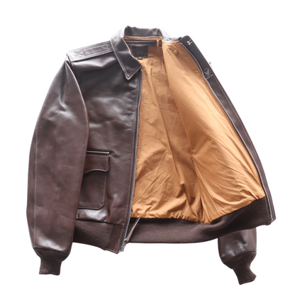 BUZZ RICKSON'S バズリクソンズ BR80659 Type A-2 “A.C. No.W535 ac 29191 BUZZ RICKSON MFG.CORP.” ブロンコ社 1942年製造モデル 陸軍航空隊 あずき色 赤褐色のラセットブラウン ステッチワーク クロスステッチ