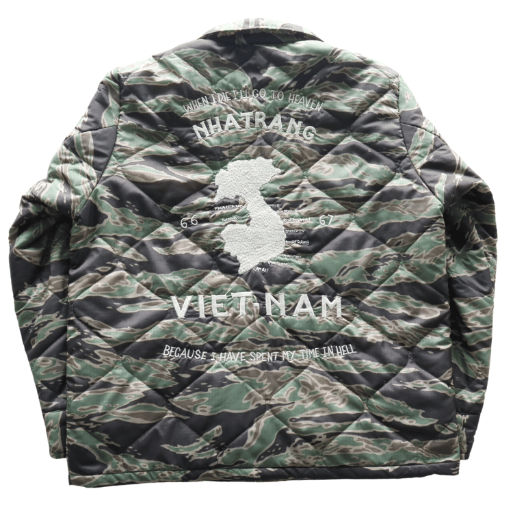 TAILOR TOYO テーラー東洋 TT15799 Mid 1960s Style Vietnam Liner Jacket “VIET-NAM MAP” ベトナムライナージャケット ベトナムマップ ベトジャン ベトナム戦争 カスタムオーダー品 マップ柄 瓢箪型のキルティング ナイロンリップストップ 防寒性 タイガーストライプ