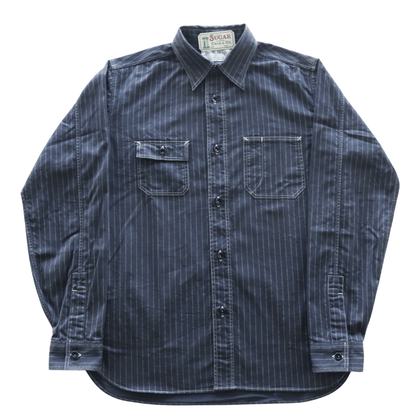 SUGAR CANE シュガーケーン SC29585 FICTION ROMANCE 8.5oz. BLACK WABASH STRIPE WORK SHIRT ブラックウォバッシュ ストライプワークシャツ