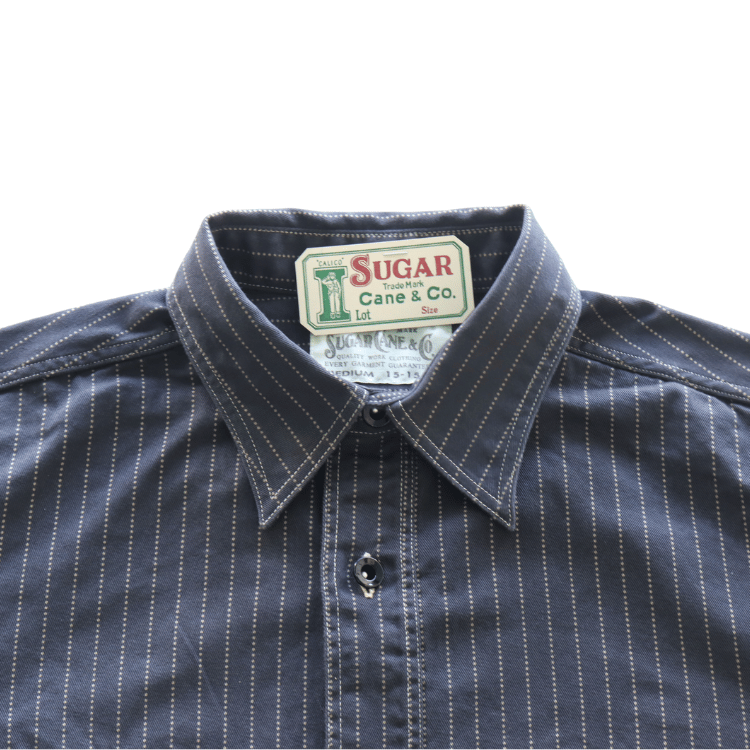 SUGAR CANE シュガーケーン SC29585 FICTION ROMANCE 8.5oz. BLACK WABASH STRIPE WORK SHIRT ブラックウォバッシュ ストライプワークシャツ