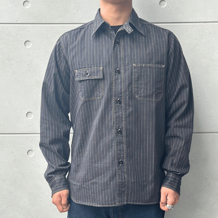 SUGAR CANE シュガーケーン SC29585 FICTION ROMANCE 8.5oz. BLACK WABASH STRIPE WORK SHIRT ブラックウォバッシュ ストライプワークシャツ