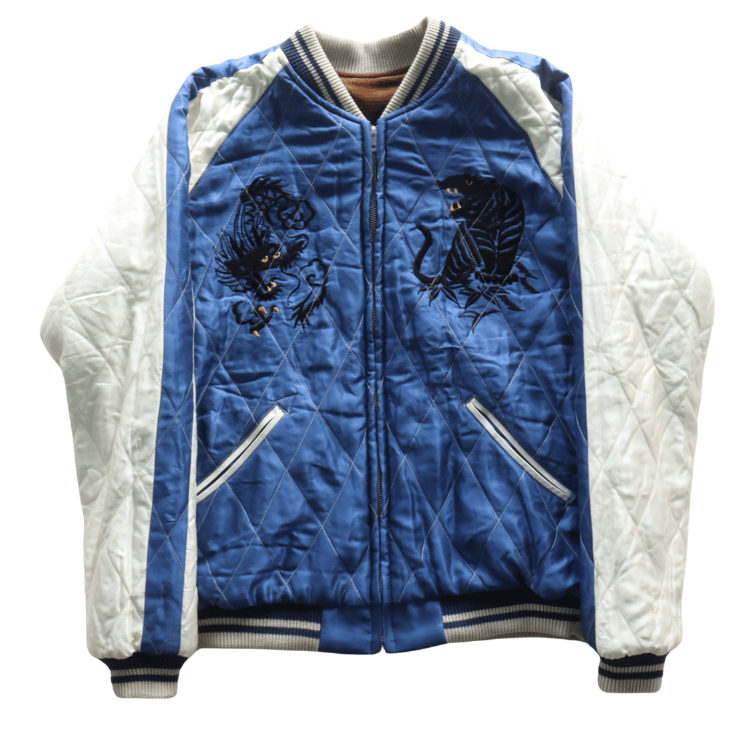 TAILOR TOYO テーラー東洋 TT15792-138 Mid 1950s Style Velveteen Souvenir Jacket “WHITE DRAGON” × “BLACK EAGLE” 別珍スーベニアジャケット 別珍 スカジャン 白龍 黒鷲リバーシブル 2トーン サテン生地 スーベニアジャケット 刺繍