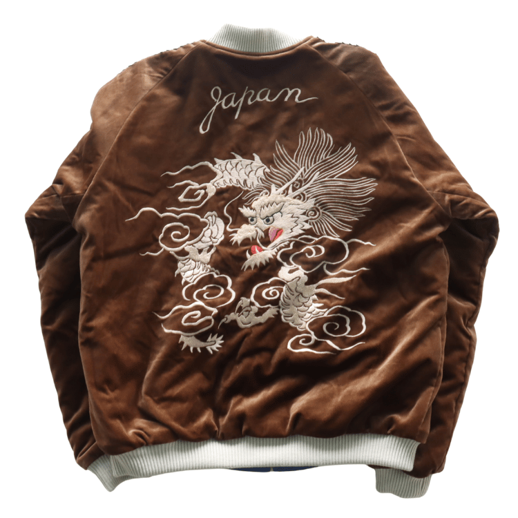 TAILOR TOYO テーラー東洋 TT15792-138 Mid 1950s Style Velveteen Souvenir Jacket “WHITE DRAGON” × “BLACK EAGLE” 別珍スーベニアジャケット 別珍 スカジャン 白龍 黒鷲リバーシブル 2トーン サテン生地 スーベニアジャケット 刺繍