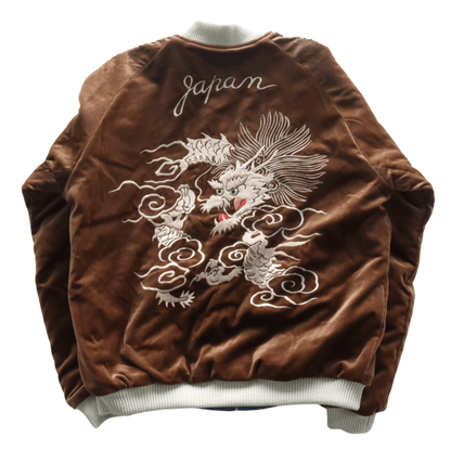 TAILOR TOYO テーラー東洋 TT15792-138 Mid 1950s Style Velveteen Souvenir Jacket “WHITE DRAGON” × “BLACK EAGLE” 別珍スーベニアジャケット 別珍 スカジャン 白龍 黒鷲リバーシブル 2トーン サテン生地 スーベニアジャケット 刺繍
