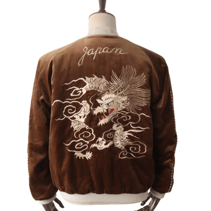 TAILOR TOYO テーラー東洋 TT15792-138 Mid 1950s Style Velveteen Souvenir Jacket “WHITE DRAGON” × “BLACK EAGLE” 別珍スーベニアジャケット 別珍 スカジャン 白龍 黒鷲リバーシブル 2トーン サテン生地 スーベニアジャケット 刺繍