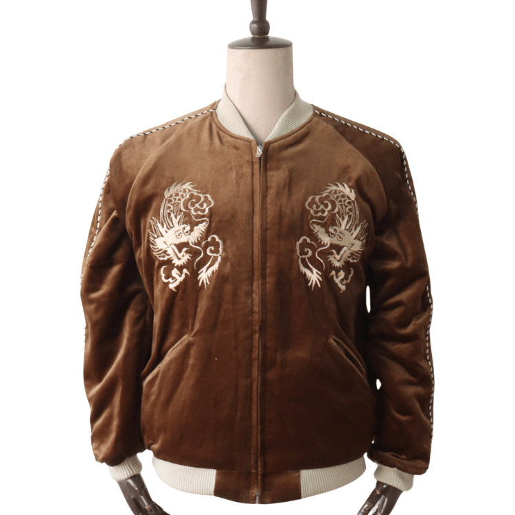 TAILOR TOYO テーラー東洋 TT15792-138 Mid 1950s Style Velveteen Souvenir Jacket “WHITE DRAGON” × “BLACK EAGLE” 別珍スーベニアジャケット 別珍 スカジャン 白龍 黒鷲リバーシブル 2トーン サテン生地 スーベニアジャケット 刺繍