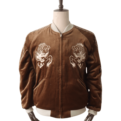 TAILOR TOYO テーラー東洋 TT15792-138 Mid 1950s Style Velveteen Souvenir Jacket “WHITE DRAGON” × “BLACK EAGLE” 別珍スーベニアジャケット 別珍 スカジャン 白龍 黒鷲リバーシブル 2トーン サテン生地 スーベニアジャケット 刺繍