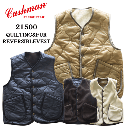 CUSHMAN クッシュマン 21500 QUILTING & FUR REVERSIBLE VEST キルティングアンドファー リバーシブルベスト ミリタリー キルトベスト アクリルファーリバーシブル インナーベスト アウターベスト