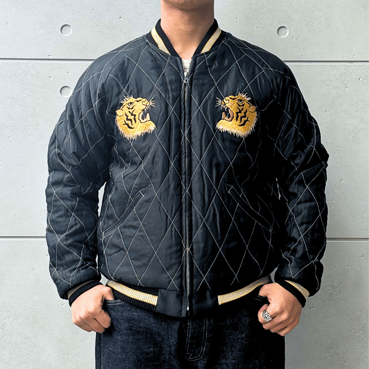 TAILOR TOYO テーラー東洋 TT15792-128 Mid 1950s Style Velveteen Souvenir Jacket “ROARING TIGER” × “JAPAN MAP” 別珍スーベニアジャケット 別珍 スカジャン 虎 日本地図リバーシブル 2トーン サテン生地 スーベニアジャケット 刺繍