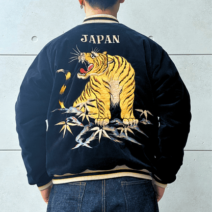 TAILOR TOYO テーラー東洋 TT15792-128 Mid 1950s Style Velveteen Souvenir Jacket “ROARING TIGER” × “JAPAN MAP” 別珍スーベニアジャケット 別珍 スカジャン 虎 日本地図リバーシブル 2トーン サテン生地 スーベニアジャケット 刺繍