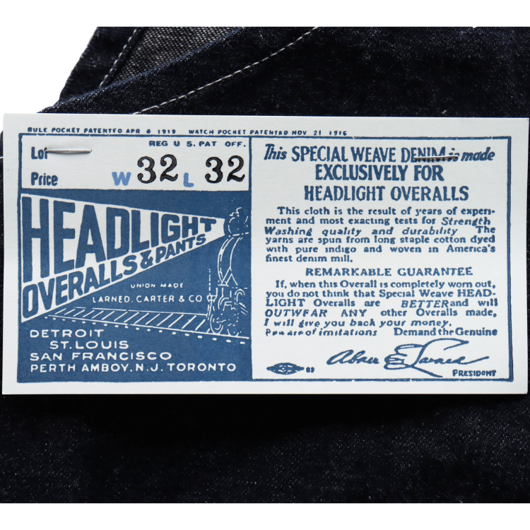 HEADLIGHT ヘッドライト HD42611 HEADLIGHT 9.5oz. SPECIAL WEAVE DENIM HIGH BACK OVERALLS スペシャルウィーブデニム ハイバックオーバーオール デニム ワークパンツ オーバーオール 1925年モデル