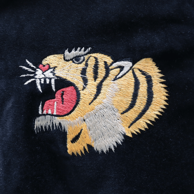 TAILOR TOYO テーラー東洋 TT15840-119 Mid 1950s Style Velveteen Souvenir Jacket “GOLD DRAGON & GOLD TIGER” × “JAPAN MAP” 別珍スーベニアジャケット 別珍 スカジャン 虎 日本地図リバーシブル 2トーン サテン生地 スーベニアジャケット 刺繍