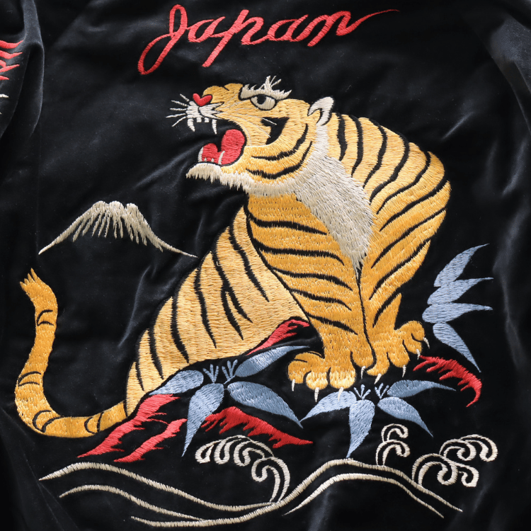 TAILOR TOYO テーラー東洋 TT15840-119 Mid 1950s Style Velveteen Souvenir Jacket “GOLD DRAGON & GOLD TIGER” × “JAPAN MAP” 別珍スーベニアジャケット 別珍 スカジャン 虎 日本地図リバーシブル 2トーン サテン生地 スーベニアジャケット 刺繍