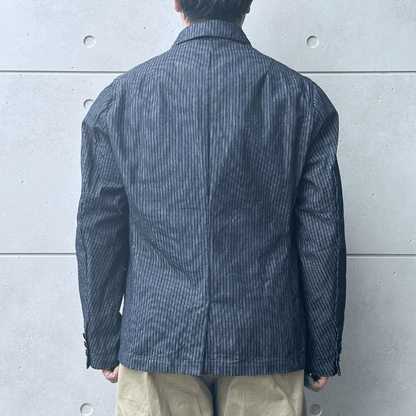 ORGUEIL オルゲイユ OR-4325 Indigo Dobby Jacket インディゴドビージャケット 1900 年代初頭 サックジャケットベース クラシックスタイル インディゴ染料 ドビーストライプ生地 エイジング ナットボタン
