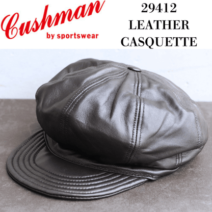CUSHMAN 29412 LEATHER CASQUETTE Lamb Skin Leather Casquette Hat Cap Casquette