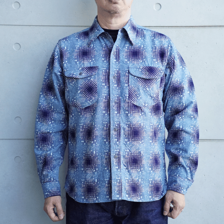 SAMURAI JEANS サムライジーンズ SSS26-YBC 藍抜染雪オンブレチェック柄ワークシャツ
