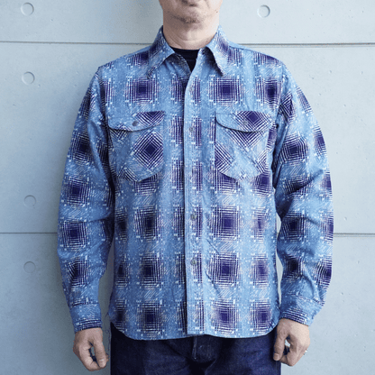 SAMURAI JEANS サムライジーンズ SSS26-YBC 藍抜染雪オンブレチェック柄ワークシャツ