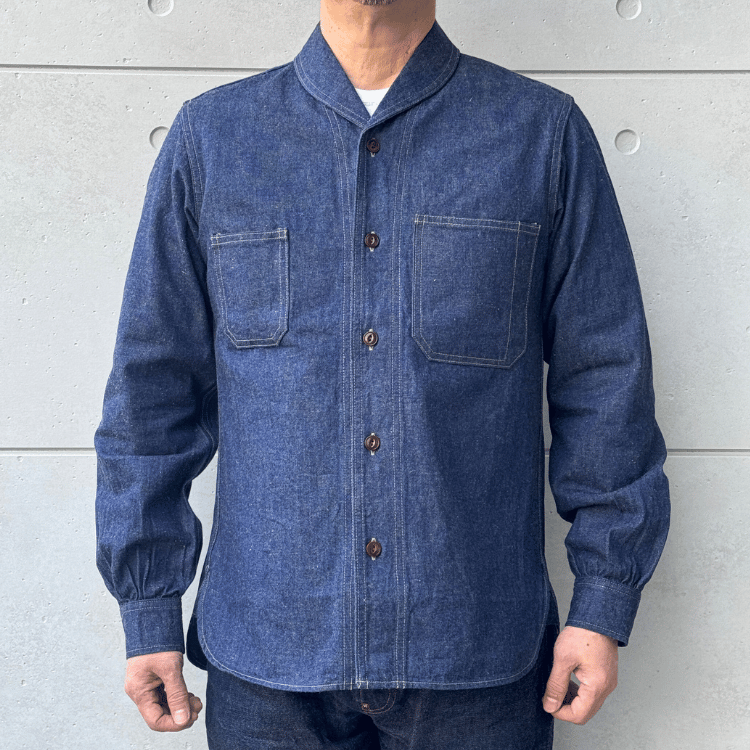 ORGUEIL OR-5127 Shawl Collar Denim Work Shirt - Classic Shirt, 1930s Style, Shawl Collar Shirt, Denim Shirt, Work Shirt