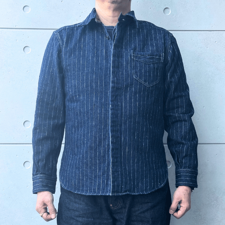DELUXEWARE デラックスウエア 7630A DENIM NEL SHIRT デニムネルシャツ ネルシャツ デニムストライプネル デニムヘビーネル