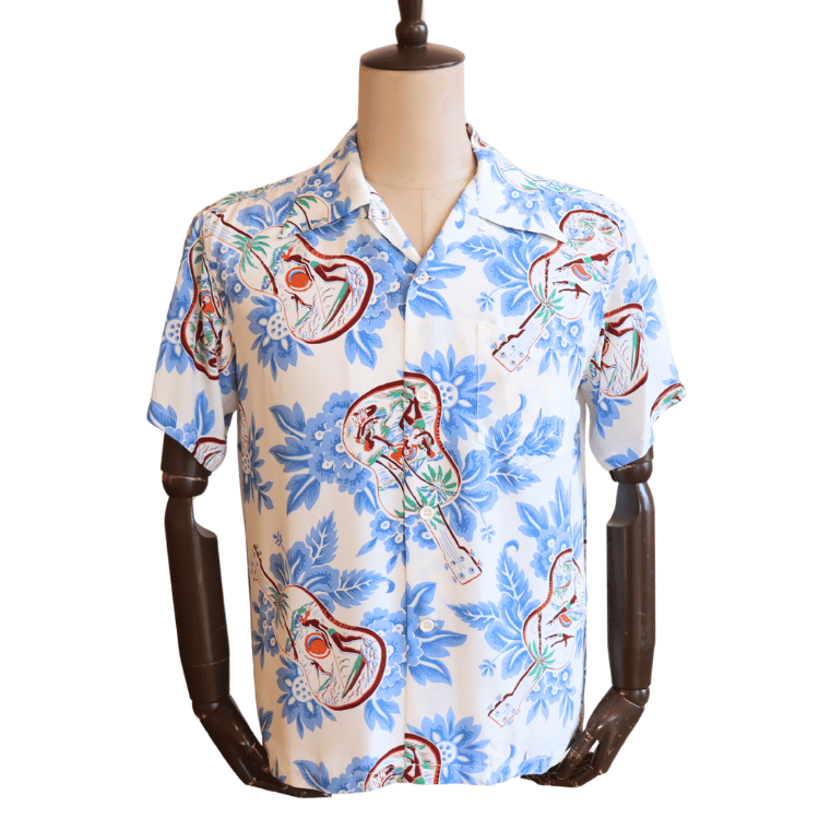 SUN SURF SS39613 S/S RAYON HAWAIIAN SHIRT “UKULELE MELODY” Rayon Hawaiian Shirt Ukulele Melody Hawaiian Shirt Aloha Shirt Ukulele Short-Sleeve Shirt