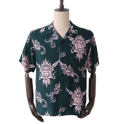 SUN SURF SS39611 S/S RAYON HAWAIIAN SHIRT “INCARNATION OF GOD” Rayon Hawaiian Shirt Incarnation of God Tiki Hawaiian Shirt Aloha Shirt Short Sleeve Shirt