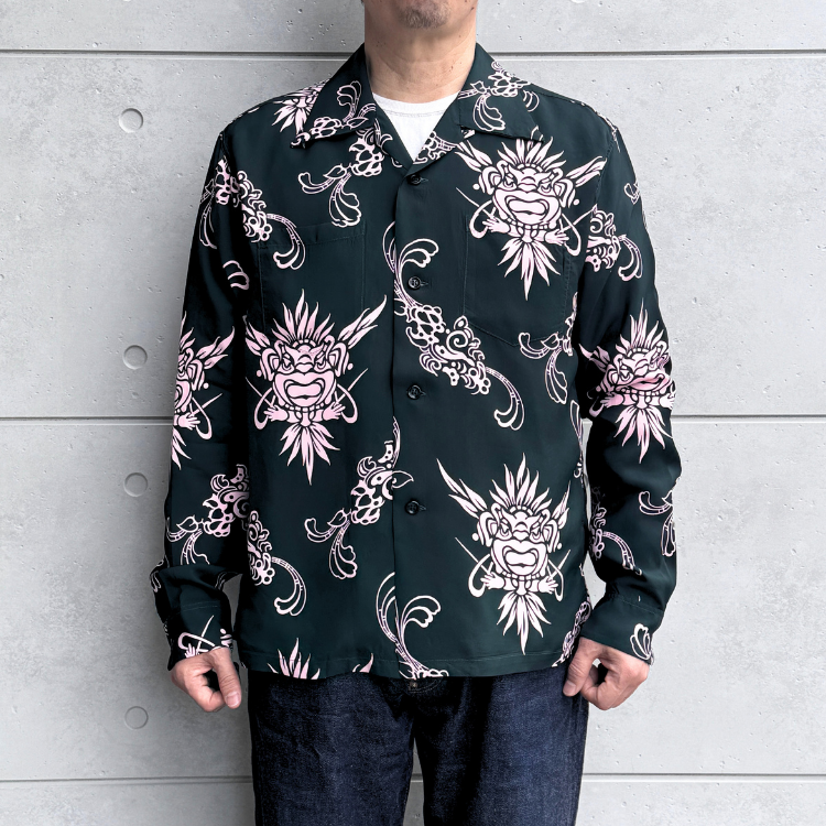 SUN SURF SS29601 L/S RAYON ALOHA SHIRT '26Model INCARNATION OF GOD Rayon Aloha Shirt Hawaiian Shirt Long-sleeved Shirt