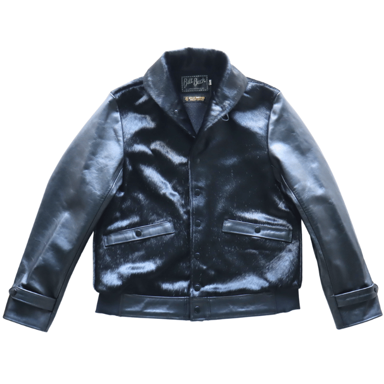 Bilt Buck by ATTRACTIONS Lot. 625 Hair On Horsehide King Shawl Jacket Black Leather Jacket
