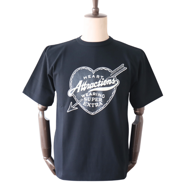 ATTRACTIONS AM0011 Heart Attractions S/S Heart Attractions Men's Short Sleeve T-Shirt, American Casual, MASA SCULP Collaboration