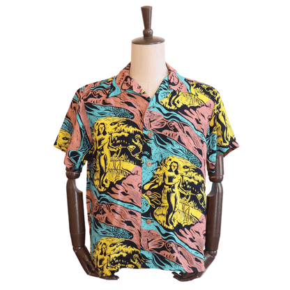 SUN SURF SS39673 S/S SUN SURF SPECIAL EDITION “GAUGUIN WOODCUT MYSTIC” Hawaiian Shirt Aloha Shirt Paul Gauguin Short Sleeve Shirt