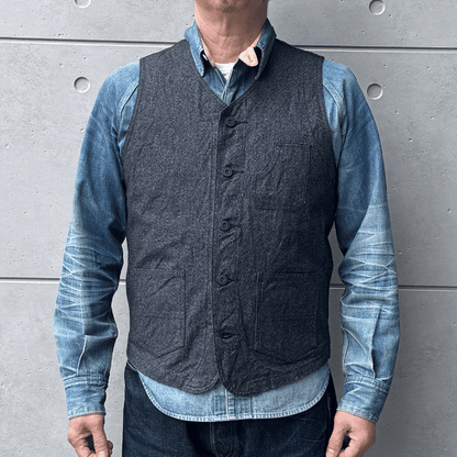 CUSHMAN クッシュマン 21893 BLACK CHAMBRAY WORK VEST ブラックシャンブレーワークベスト クラシカル ベスト シンチバック アメカジ  ワークスタイル