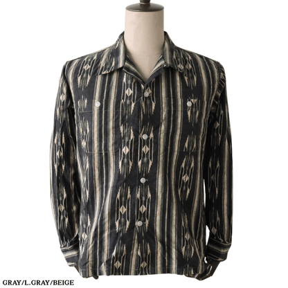 CUSHMAN クッシュマン 25708 NATIVE PURINT NEL OPEN COLLAR SHIRTS ネイティブプリントネルオープンカラーシャツ