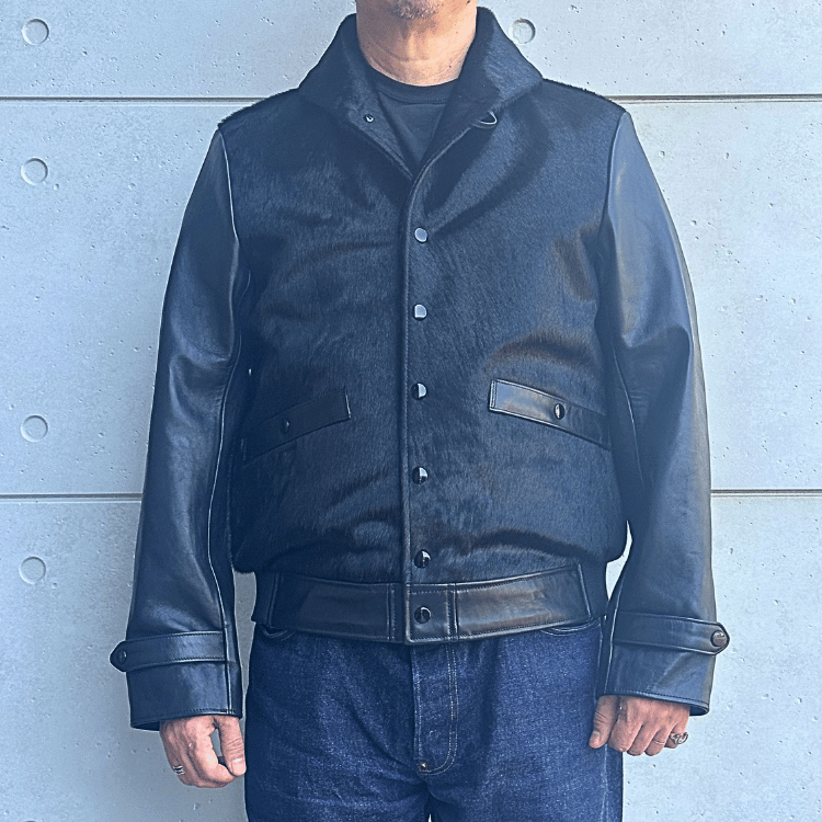 Bilt Buck by ATTRACTIONS Lot. 625 Hair On Horsehide King Shawl Jacket Black Leather Jacket