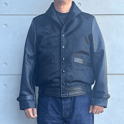 Bilt Buck by ATTRACTIONS Lot. 625 Hair On Horsehide King Shawl Jacket Black Leather Jacket