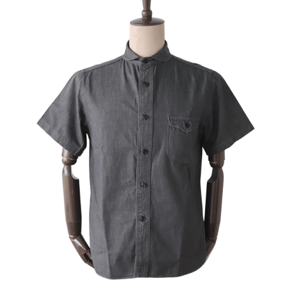 ORGUEIL OR-5107S Denim Shawl Collar Short-Sleeved Shirt Classic Short-Sleeved Shirt Shawl Collar Shirt 7oz Denim