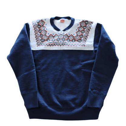 DELUXEWARE デラックスウエア S105-24A SNOW HALF ZIP 希少なヴィンテージ雪柄を採用したハーフジップスウェット