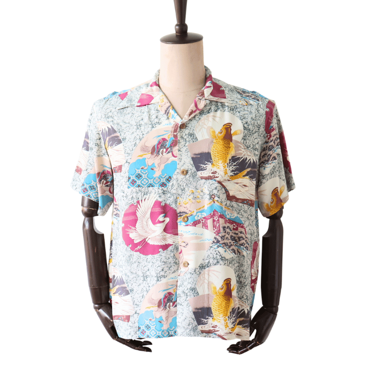 SUN SURF SS39614 S/S RAYON HAWAIIAN SHIRT "JAPANESE QUAINT DESIGN" Rayon Hawaiian Shirt Japanese Quaint Design Hawaiian Shirt Aloha Shirt Short Sleeve Shirt