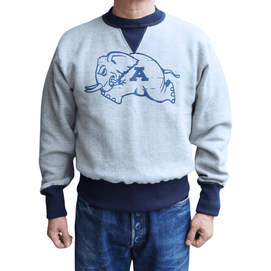 CUSHMAN クッシュマン 26387 PRINT SET IN TWO TONE SWEAT ALABAMA プリント セットイン ツートン スウェット アラバマ アメカジ カレッジモチーフ 裏起毛スウェット