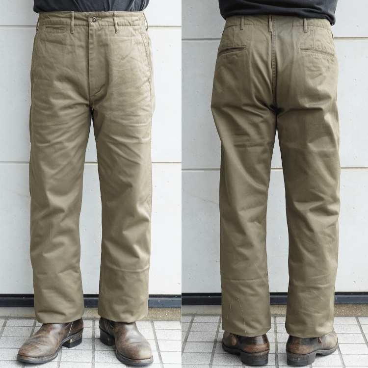 BUZZRICKSON'S BR40025 オリジナルスペックチノW34 カーキ BUZZ RICKSON'S バズリクソンズ BR40025 ORIGINAL SPEC. CHINOS (ONE